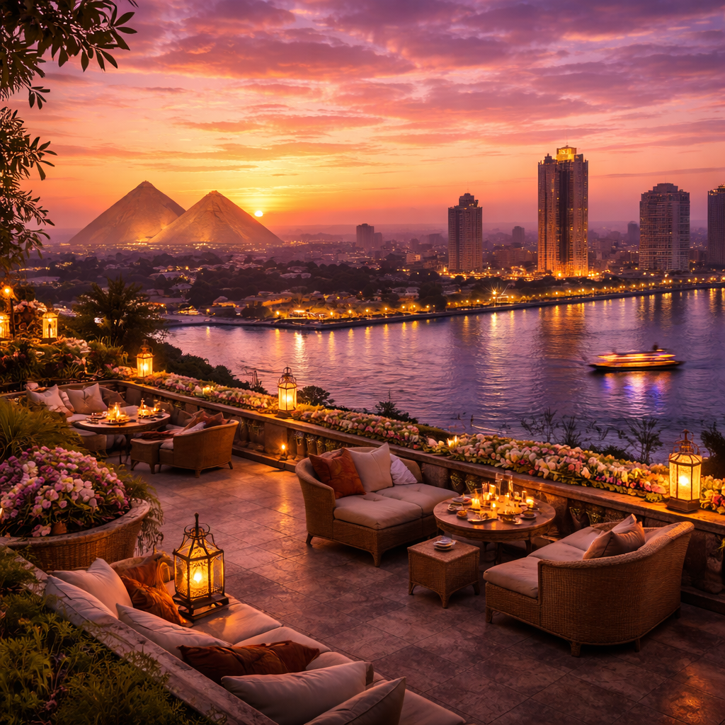 Hôtel 5 étoiles au Caire avec vue sur le Nil et les pyramides