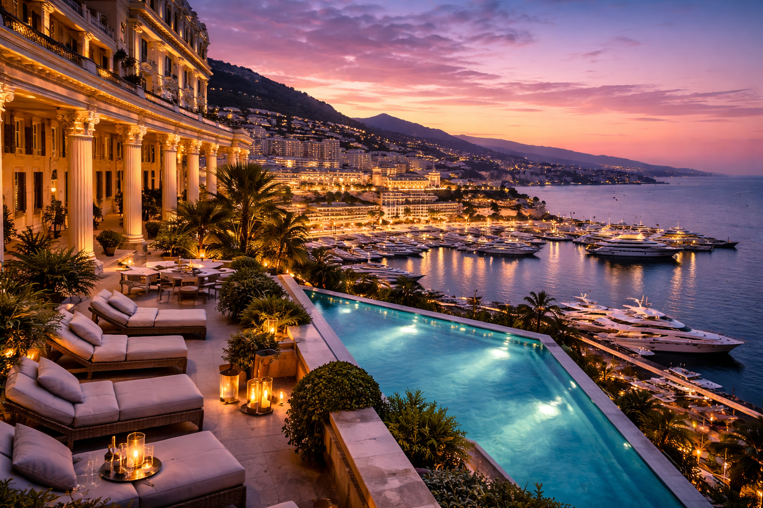 Hôtel palace 5 étoiles à Monaco avec vue sur le port de Monte-Carlo