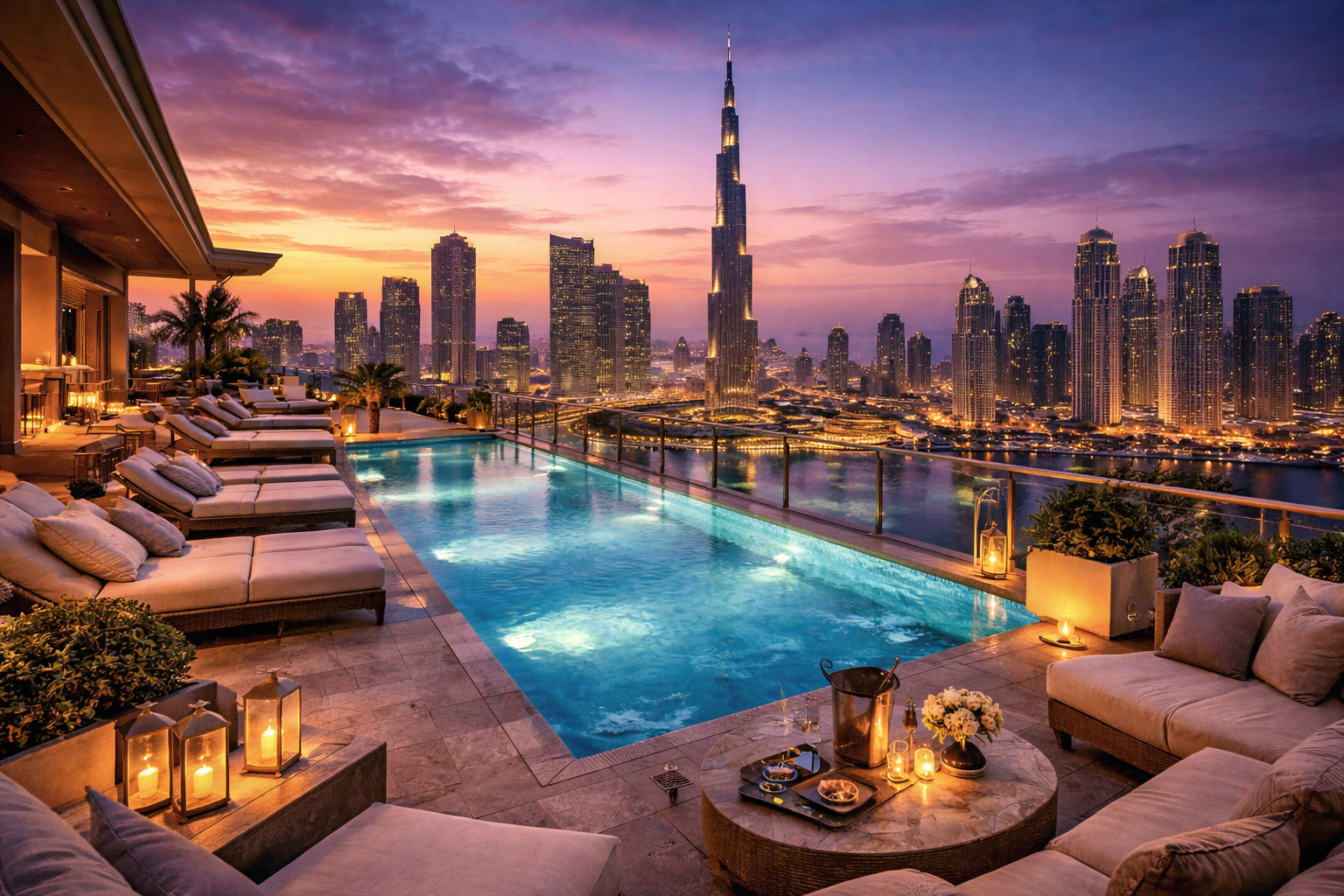 Hôtel 5 étoiles moderne à Dubaï avec rooftop et piscine à débordement