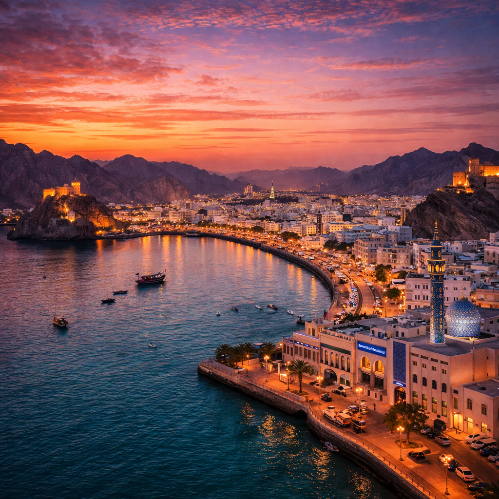 Resort 5 étoiles à Mascate avec vue sur la mer et montagnes d’Oman