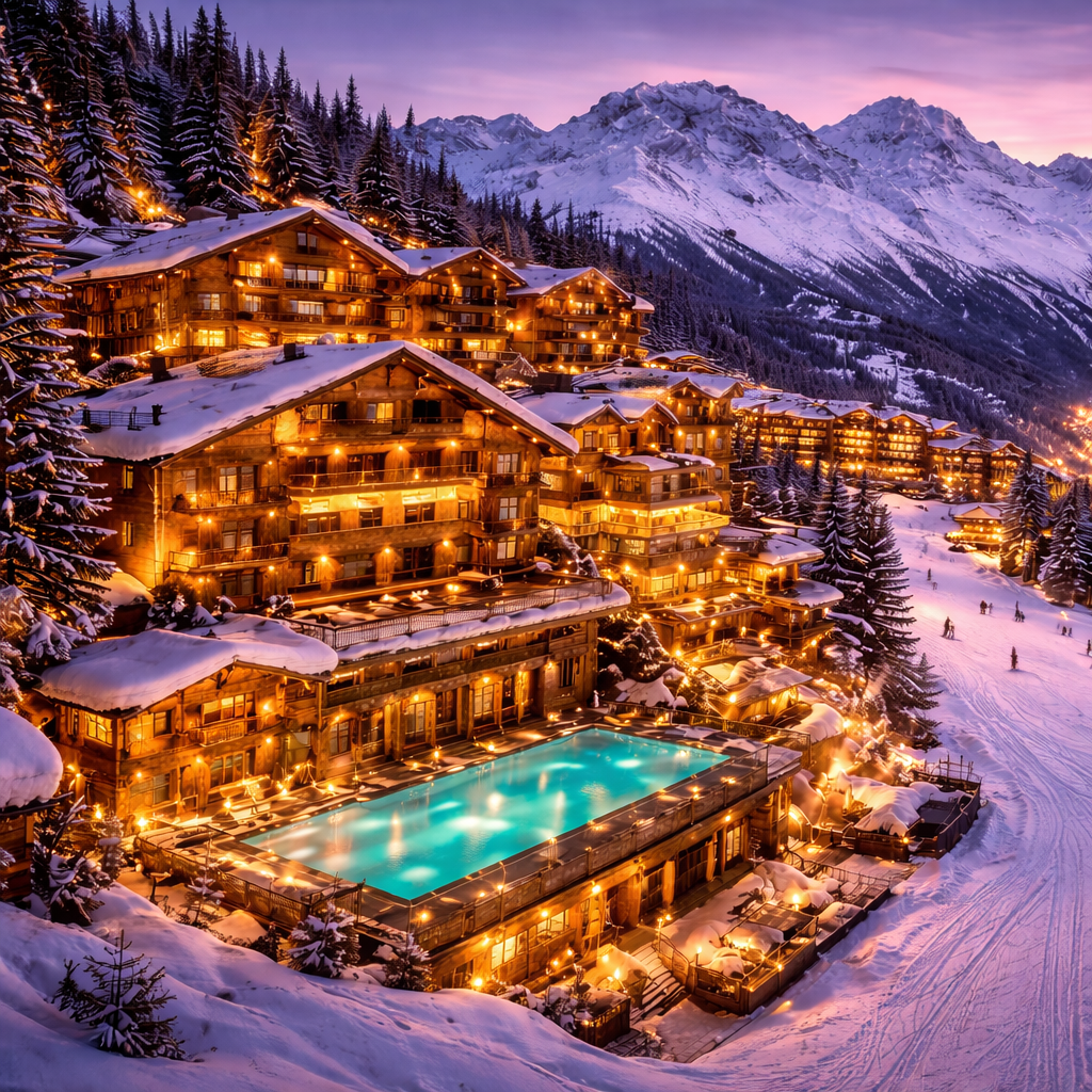 Hôtel palace 5 étoiles à Courchevel avec accès skis aux pieds et vue sur les Alpes