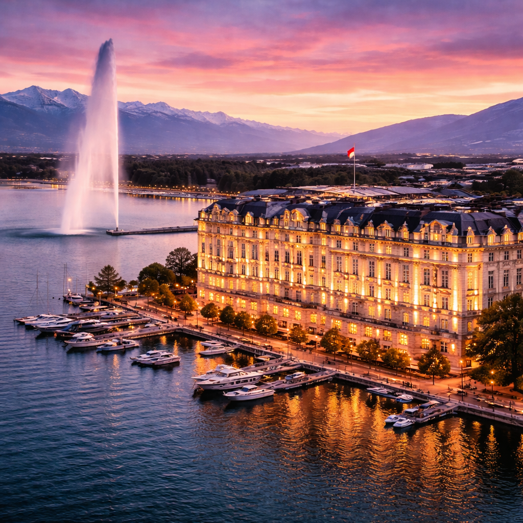 Hôtel palace 5 étoiles à Genève en bord du lac Léman avec vue sur le Jet d’Eau