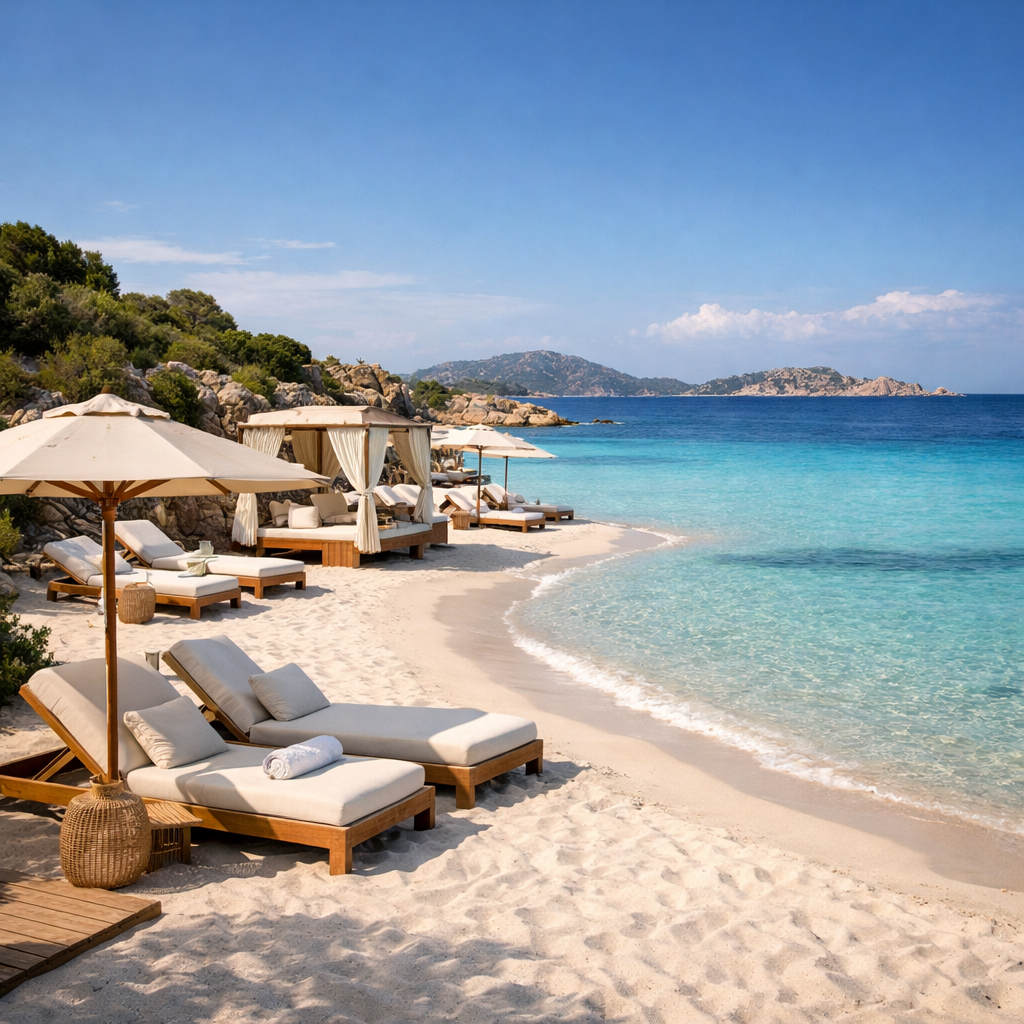Resort 5 étoiles all inclusive en Sardaigne avec plage privée et lagon turquoise
