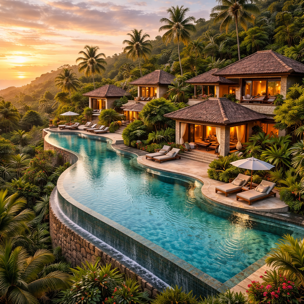 Resort 5 étoiles à Bali avec villas privées et piscine à débordement