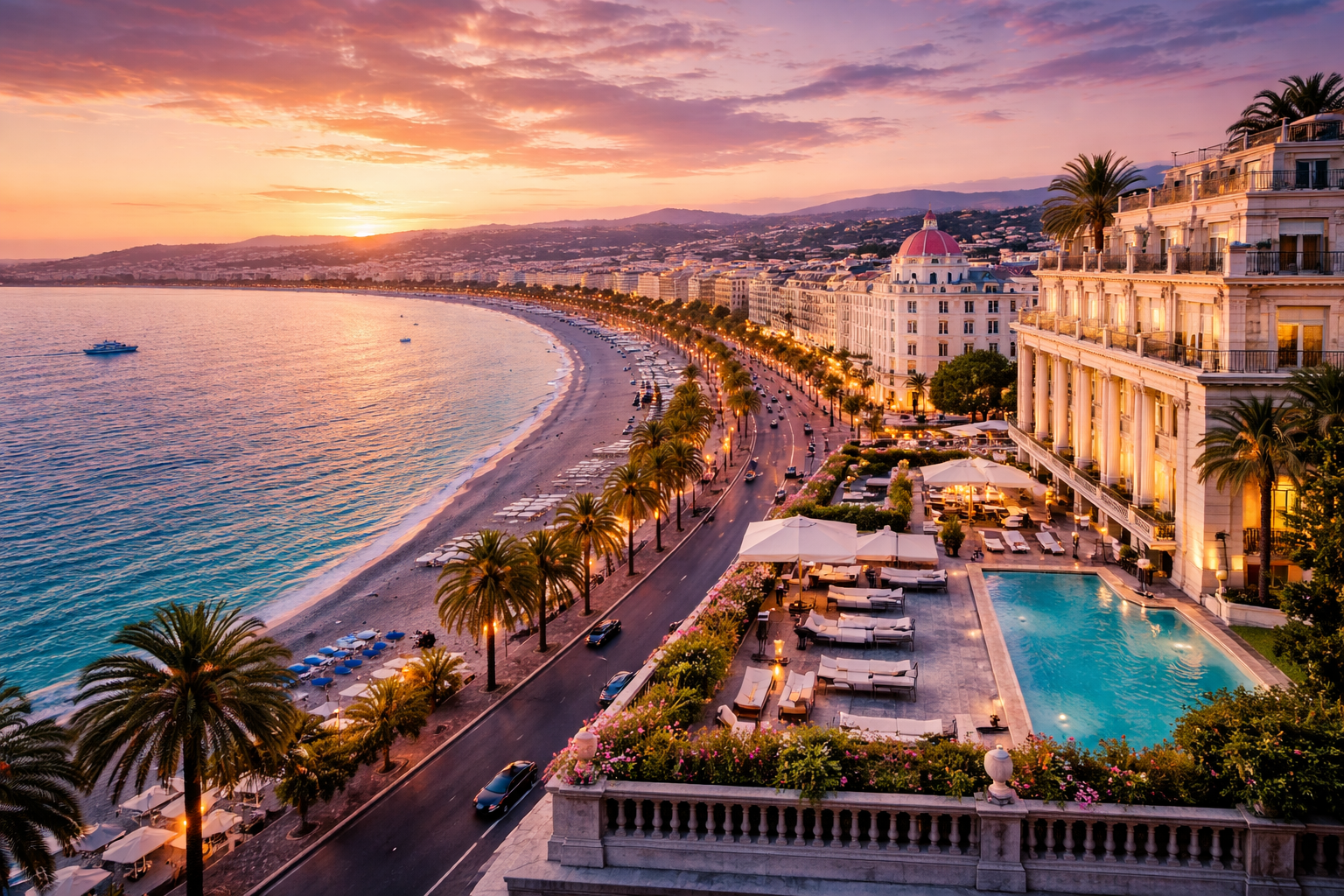 Nice Côte d’Azur avec hôtels 5 étoiles, mer Méditerranée et Promenade des Anglais
