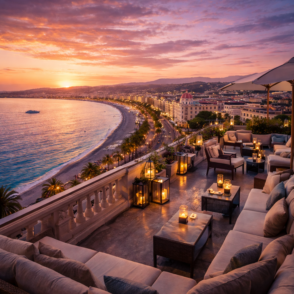 Hôtel 5 étoiles à Nice avec terrasse panoramique et vue sur la Promenade des Anglais