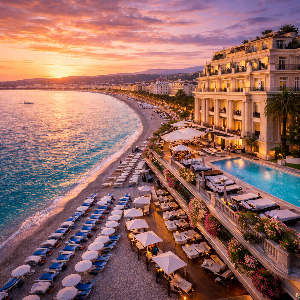 Hôtel 5 étoiles à Nice en bord de mer avec plage privée et vue Méditerranée