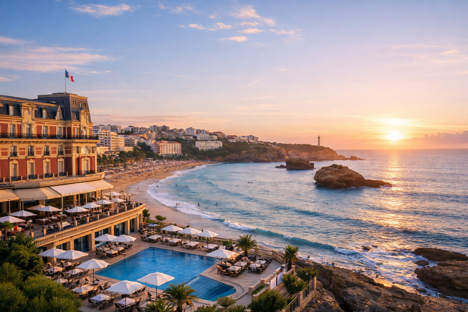 Hôtel 5 étoiles à Biarritz avec vue sur l’océan Atlantique et la Grande Plage