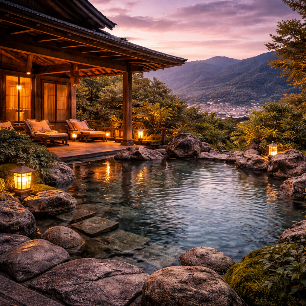 Hôtel 5 étoiles à Kyoto avec spa onsen et vue sur les montagnes