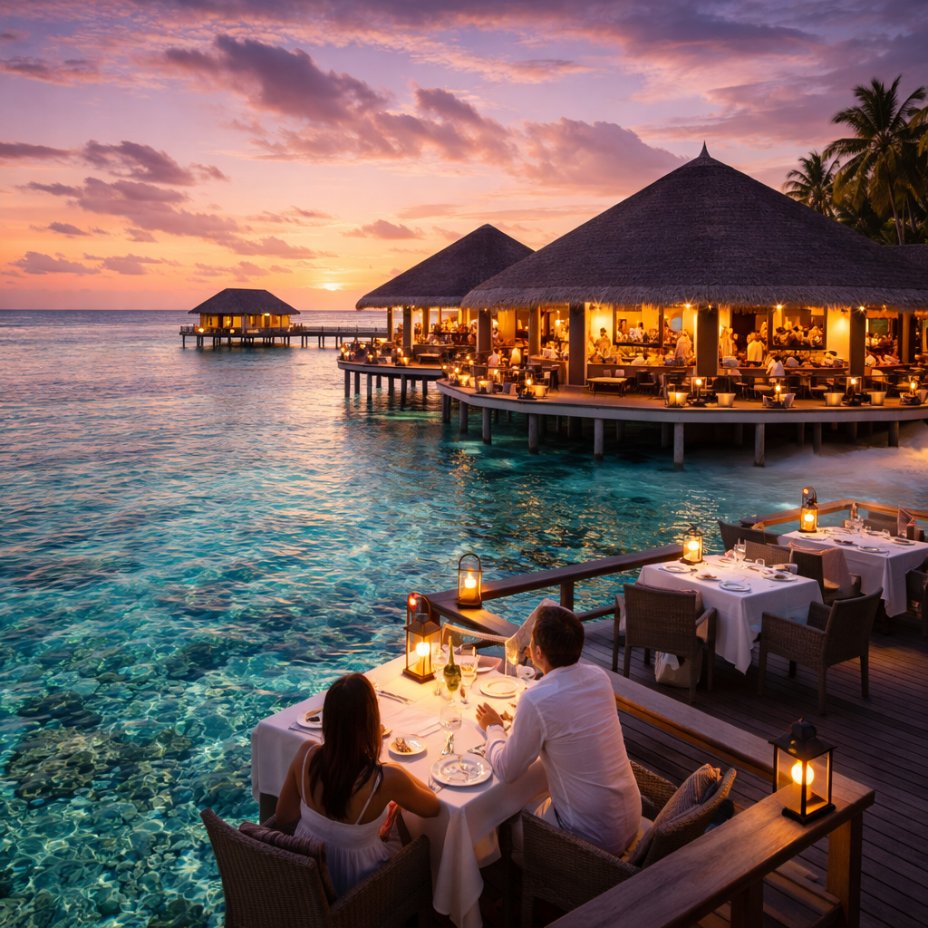 Hôtel 5 étoiles aux Maldives all inclusive de luxe avec restaurants gastronomiques