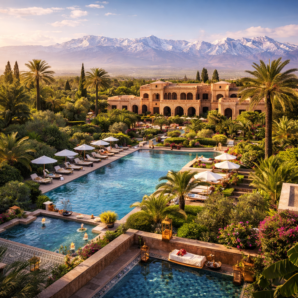 Resort 5 étoiles à Marrakech dans la palmeraie avec vue sur l’Atlas