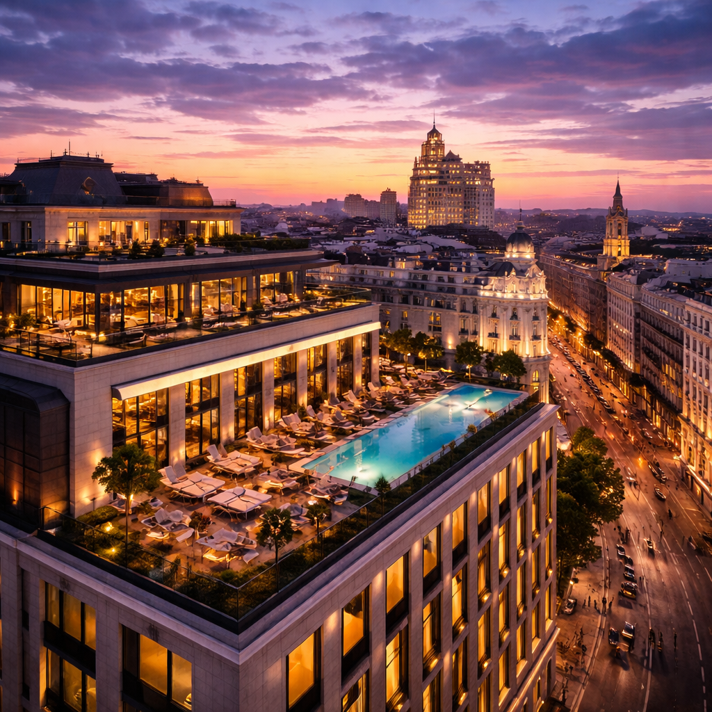Hôtel 5 étoiles moderne à Madrid avec vue sur la ville