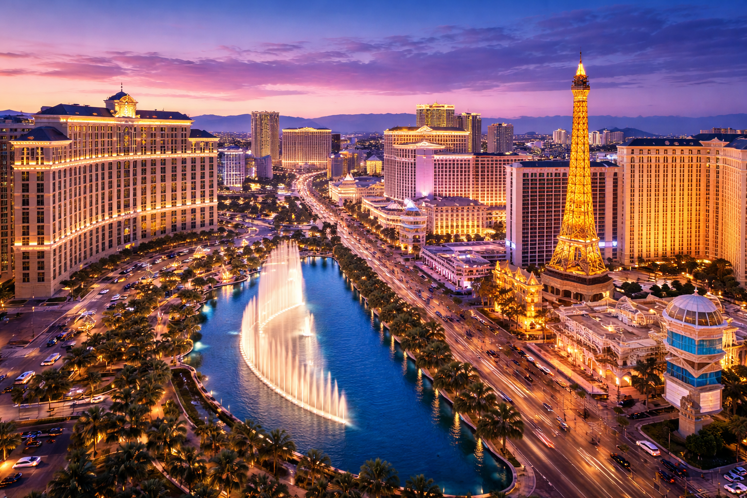 Hôtel 5 étoiles à Las Vegas, palace de luxe sur le Strip illuminé