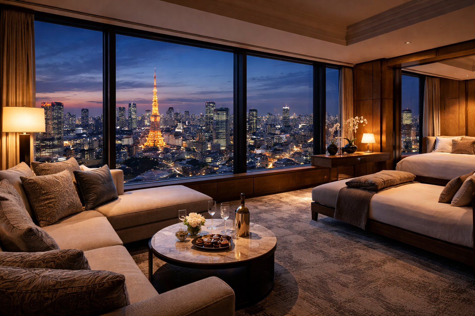 hotel luxe tokyo skyline nuit