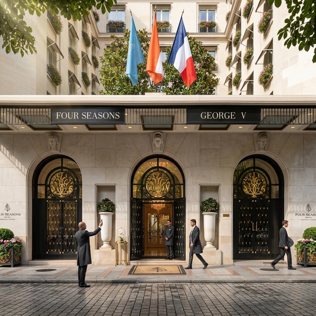 Façade et entrée du Four Seasons Hotel George V Paris