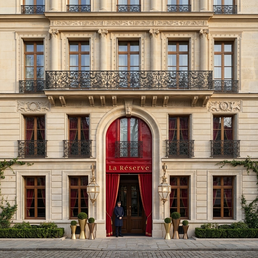 Façade et entrée de La Réserve Paris, hôtel de luxe avenue Gabriel