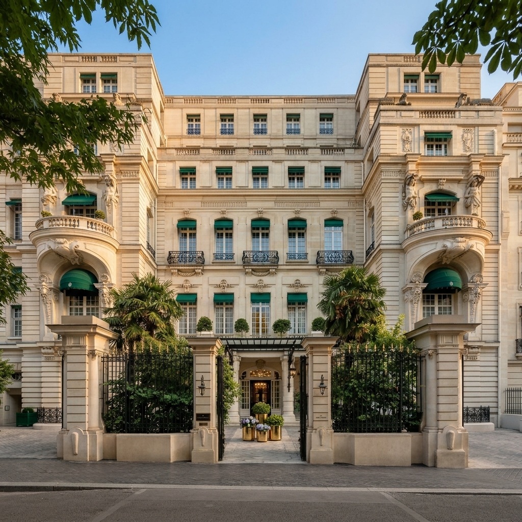 Façade du Shangri-La Paris, hôtel cinq étoiles dans le quartier du Trocadéro